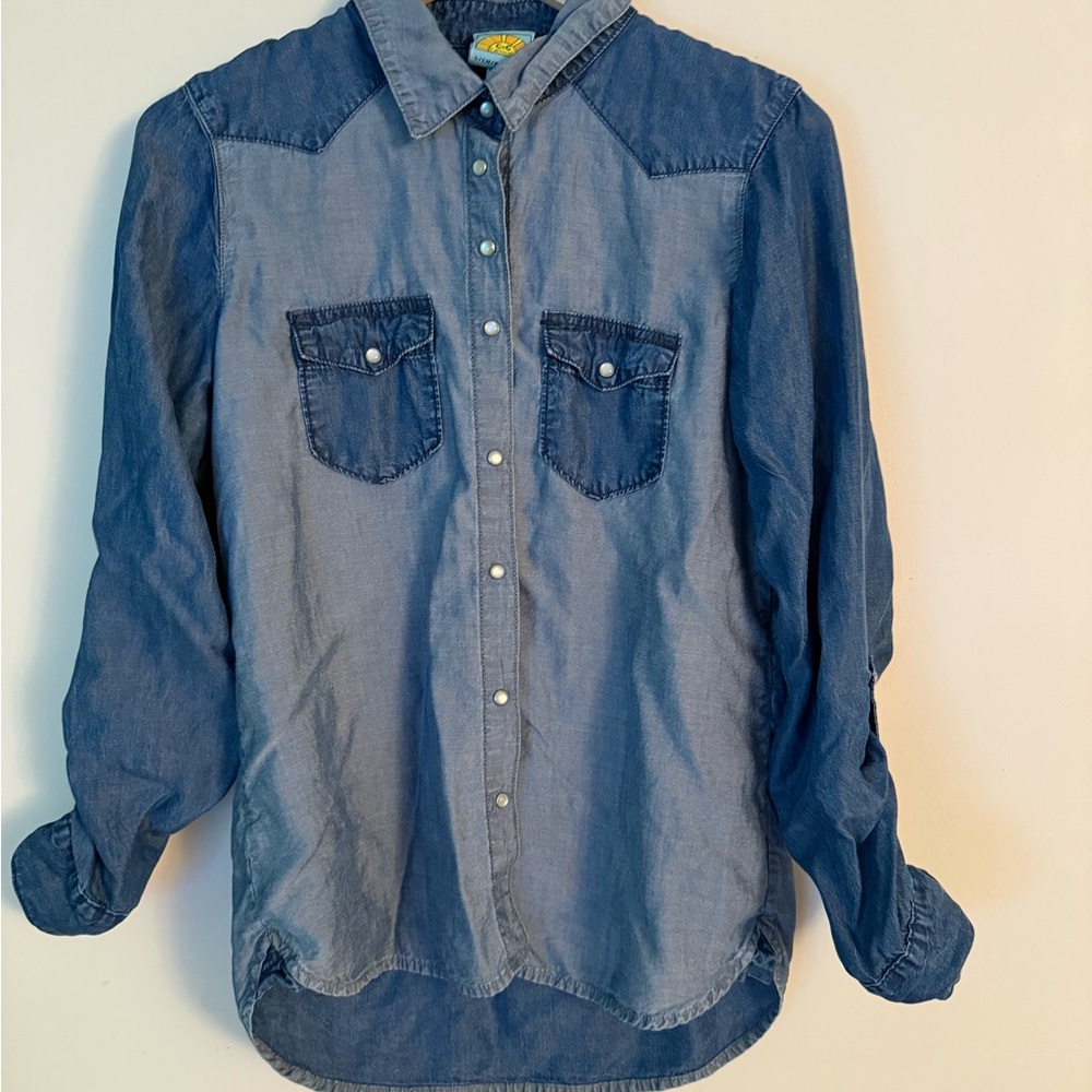 C&C California Contrast Blue Denim Shirt